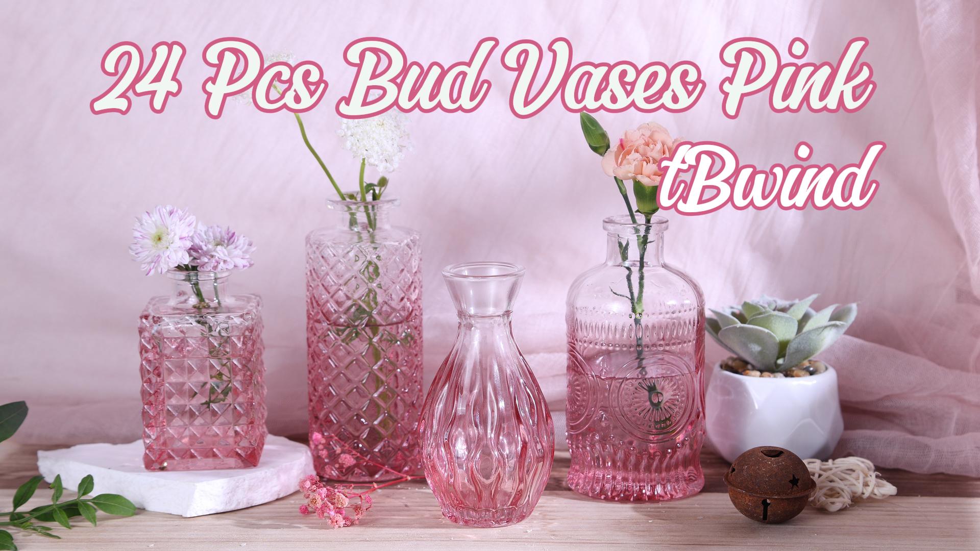 Amazon.com: TBWIND Pink Glass Bud Vase Set of 24, Small Flower